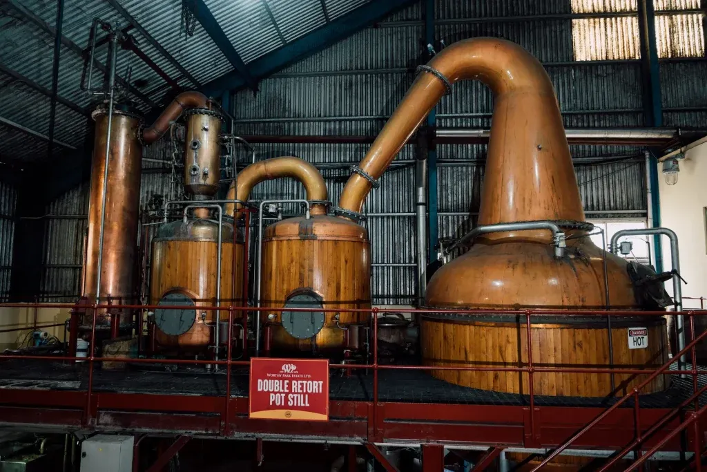 Worthy Park Estate copper pot still distilling premium Jamaican Rum since 1670